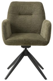 Scaun de sufragerie verde cu cotiere tapițat Roxana – Unique Furniture