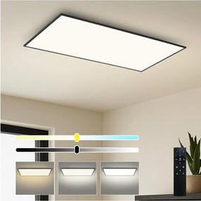 Brilagi - Plafonieră LED reglabilă SLIMFRAME, 80 W, 230 V, 120 x 60 cm, neagră, cu telecomandă