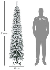 HOMCOM Brad de Crăciun Înzăpezit cu Trei Secțiuni, 490 de Crengi din Metal și Plastic, 54x54x210 cm, Verde | Aosom Romania