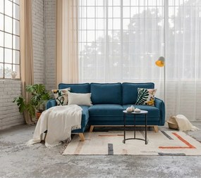 Colțar albastru extensibil cu tapițerie din catifea reiată (cu colț variabil) Tori – Bonami Selection