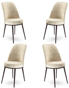 Set 4 scaune haaus Dexa, Crem/Maro, textil, picioare metalice