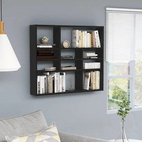 vidaXL Raft de perete, negru, 90x16x78 cm, lemn prelucrat