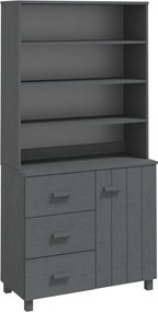 vidaXL Dulap înalt „HAMAR”, gri închis, lemn masiv de pin