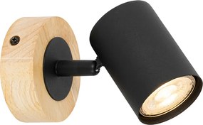 Spotlight modern negru cu lemn inclinabil - Jeana