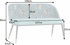 Bancheta moderna tapitata cu model floral Boutique turcoaz