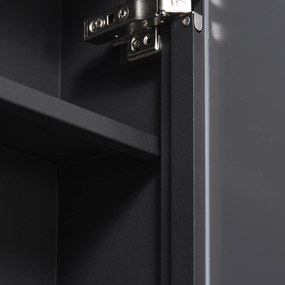 kleankin Dulap cu oglindă, 3 rafturi, balamale moi, carcasă din oțel, negru, 40 x 15 x 60 cm | Aosom Romania