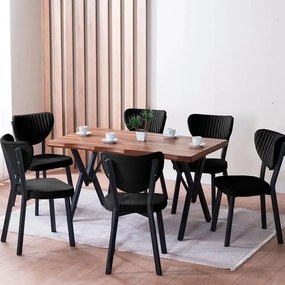 Set Masa Barton din MDF cu 4 Scaune  din metal, culaore negru, 140 cm