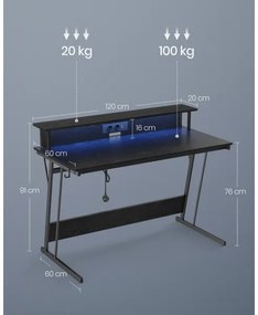 Birou SOLEA-X cu iluminare ambientală, negru