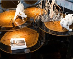 Masuta LUX design Glass-Wood FORESTA H-41cm, brass 7511926.70