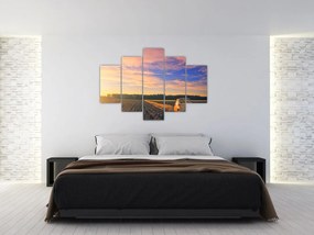 Tablou - Mașină galbenă ăn câmp (150x105 cm)