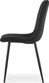 OFERTA Scaun de catifea neagra LAVA cu picioare negre calitatea a II-a
