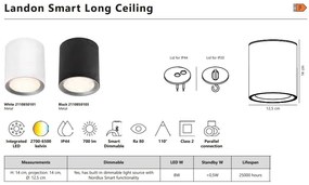 Spot aplicat LED CCT, IP44 Landon 14 Smart White