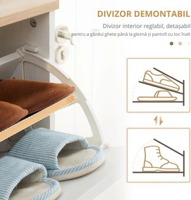 HOMCOM Dulap de pantofi din PAL cu 3 sertare si 2 rafturi interne reglabile, 70x23,5x122 cm, alb | AOSOM RO