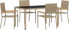 vidaXL Set de masă pentru grădină 5 pcs Bej poliratan