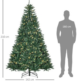 HOMCOM albero di natale 210 albero di natale a led albero di natale con luci led albero di natale 210 cm folto Verde Φ132 × 210cm