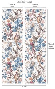 Tapet Bird Sonnet, Chambray Blue Luxury Paperweave, (fibre naturale), 1838 Wallcoverings, 5.1mp / rola