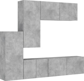 vidaXL Unități TV de perete, 5 piese, gri beton, lemn prelucrat