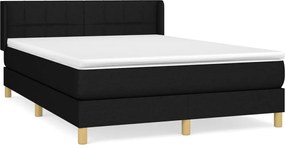 vidaXL Pat box spring cu saltea, negru, 140x200 cm, textil