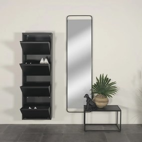 Pantofar negru cu deschidere înclinată din metal 50x150x22 cm Billy – Spinder Design