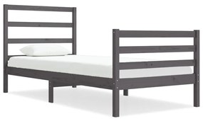 3104973 vidaXL Cadru de pat Single 3FT, gri, 90x190 cm, lemn masiv de pin