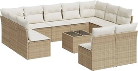 vidaXL Set canapele de grădină cu perne, 12 piese, bej, poliratan
