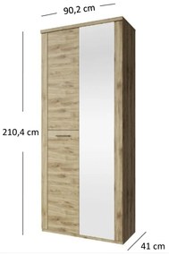 Dulap de haine Deloris 2D (cu oglindă) (Stejar navarra). 1052900