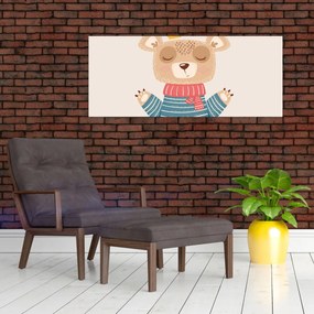 Tablou - Bej ursuleț de pluș cu coroană (120x50 cm)