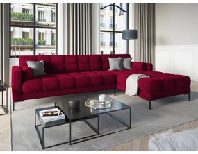 Colțar din catifea cu extensie pe partea dreaptă Cosmopolitan Design Bali, roșu