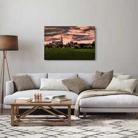 Tablou cu peisaj și biserică (90x60 cm)