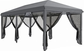 Outsunny Pergolă Pliabilă cu 6 Plase de Țânțari, Pergolă de Grădină cu Structură din Oțel, 591x295cm, Crem Alb | Aosom Romania