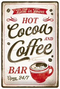 Placă metalică Hot Cocoa and Coffee, (20 x 30 cm)