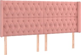 vidaXL Tăblie de pat cu aripioare, roz, 203x16x118/128 cm, catifea
