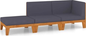 vidaXL Set mobilier grădină cu perne, 3 piese, lemn masiv acacia