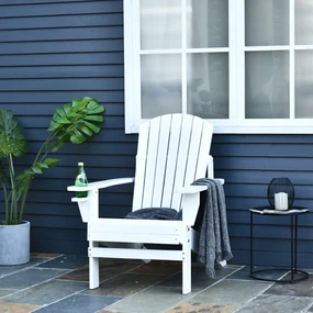 Outsunny Scaun de Gradina Adirondack din Lemn Alb 97x72.5x93cm