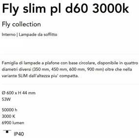 Plafoniera LED moderna Fly slim pl d60 3000k alba