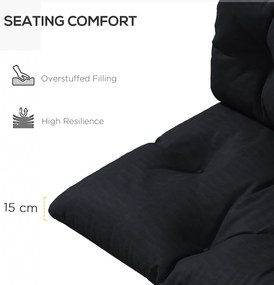 Outsunny Perne pentru Sezut si Spatar de Exterior pentru Paleti, Set de 2 Perne Hidrofobe, Confortabile, Negru | Aosom Romania