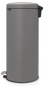 Cos de gunoi cu pedala Brabantia NewIcon 1001092, 30 L, Inchidere usoara, Baza antiderapanta, Gri satinat