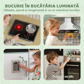 AIYAPLAY Bucătărie pentru Copii 3-8 Ani cu Blat Rotativ, Verde Deschis | Aosom Romania