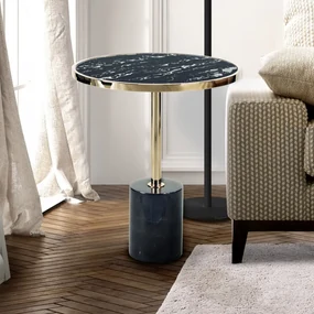 Masuta laterala design modern Dekala negru/auriu SV-258203