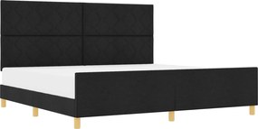 vidaXL Cadru de pat cu headboard Negru 200 x 200 cm țesătură