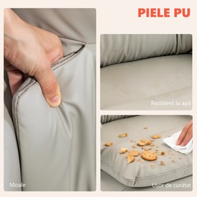 HOMCOM Scaun de Birou cu Masaj la 6 Puncte și Funcție de Încălzire, Reglabil 135° din Piele PU cu Suport pentru Picioare, Brațe Tapițate, Înălțime Reglabilă, Spătar Înalt, Gri Deschis | Aosom Romania