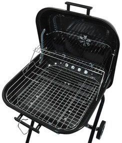 Grătar portabil cu cărbuni, negru