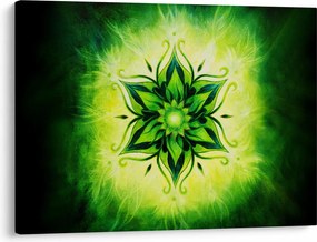 Tablou - Mandala de flori, fundal verde (70x50 cm)