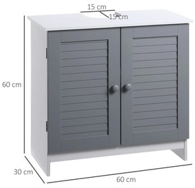 kleankin Mobilier Sub Lavoar pentru Baie, din MDF, 60x30x60cm, Gri si Alb | Aosom Ro