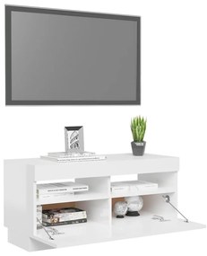 Comoda TV cu lumini LED, alb extralucios, 80x35x40 cm 1, Alb foarte lucios, 80 x 35 x 40 cm