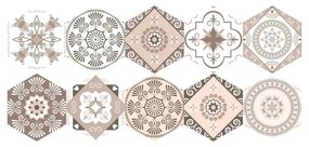 Set 10 autocolante de podea Ambiance Hexagons Cornalina, 40 x 90 cm