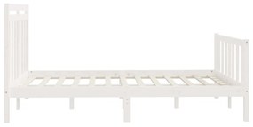 Cadru de pat 5FT King Size, alb, 150x200 cm, lemn masiv de pin Alb, 150 x 200 cm