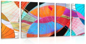 Tablou 5-piese abstracție viu colorată
