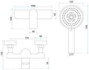 Baterie pentru dus Dart negru