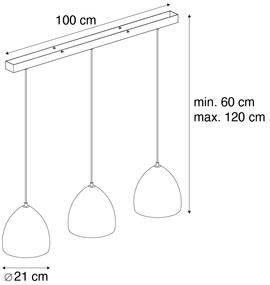 Moderne hanglamp zwart met grijs beton 3-lichts - Eton